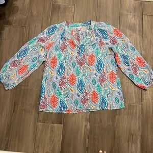 Lilly Pulitzer Elsa Silk Top- Colorful Coral Print